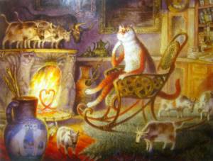 Питерские коты: акварельные мурлыки, которые принесли мировую известность Владимиру Румянцеву, Вечер у камина