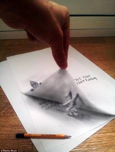 Оптическая иллюзия: художник создает 3D рисунки всего лишь при помощи ручки и бумаги