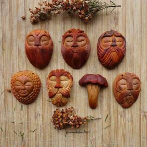 Каменное лицо авокадо, Художник Ян Кэмпбелл, вырезающий магические лесные существа из косточек авокадо