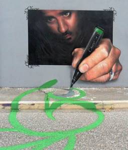 Интерактивное искусство в Италии уличного художника Caiffa Cosimo, Пешеходный-стрит-арт-фреска-Козимо-3