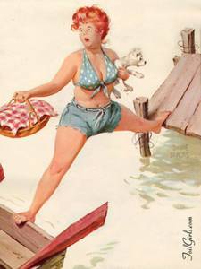 Плюс размер Pinup девушки, Sexy иллюстрации Хильды: девушка из 1950-х годов