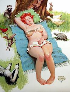 Плюс размер Pinup девушки, Sexy иллюстрации Хильды: девушка из 1950-х годов