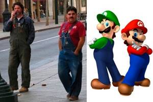 Персонажи мультфильмов и их двойники в реальной жизни, Марио.