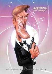  Роджер Мур (Roger Moore), Бонд, Джеймс Бонд, карикатуры агента 007
