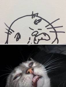 Плохо нарисованная кошка, Когда ваш учитель говорит, что вы не можете рисовать кошек, но ваши картины являются фотореалистичными!