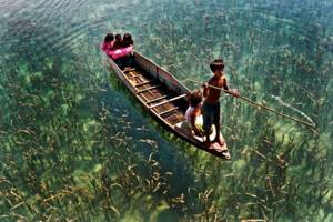 20 фотографий, на которые смотришь и глазам не веришь, Дети плывут по кристально чистому озеру в Малайзии
